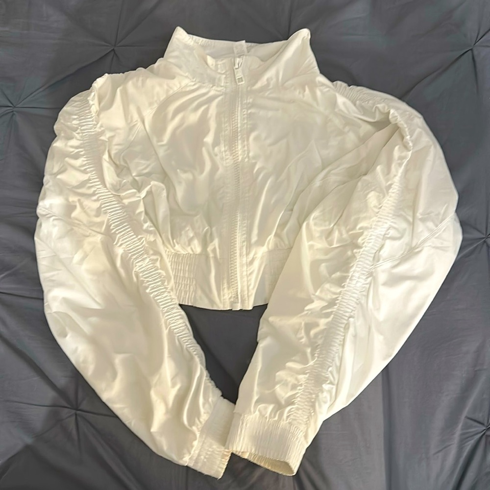 White Crop Top Athletic Jacket